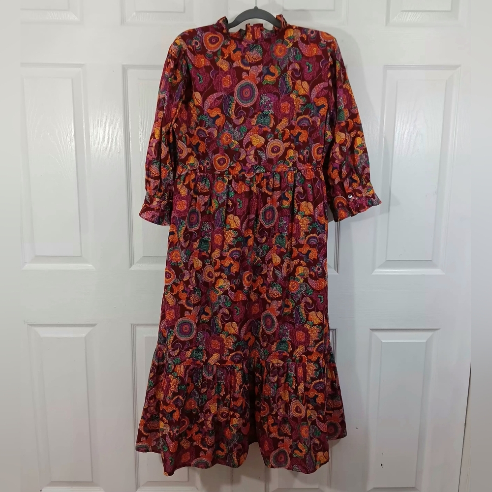 Uncle Frank Boho Floral Hippie Ruffle Dress Sz M Anthropologie Style Festival